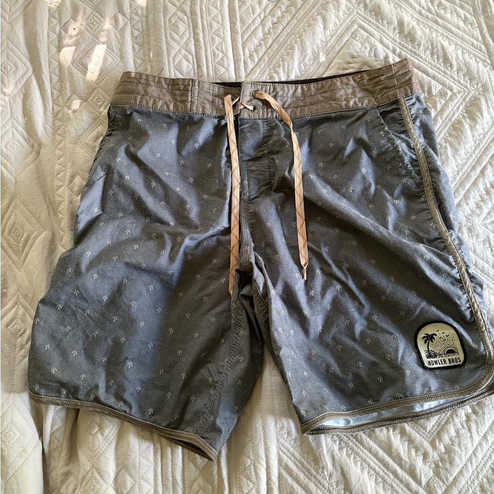 Howler Brothers Gray Board Shorts Elastic Waist